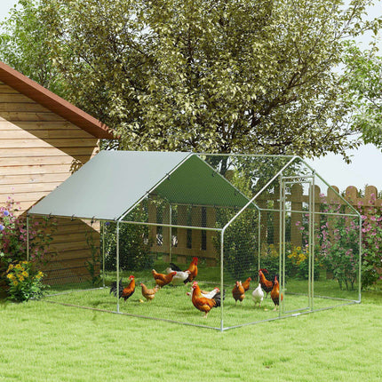 Large Metal Chicken Coop with Waterproof UV Cover