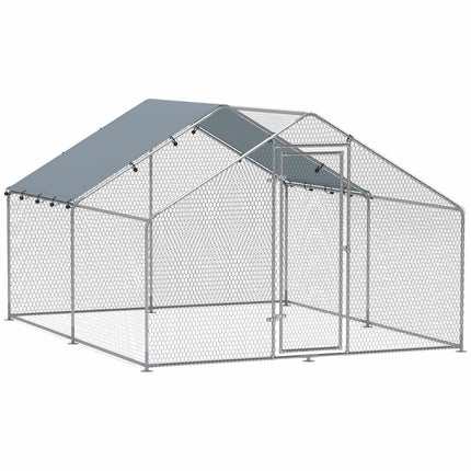 Large Metal Chicken Coop with Waterproof UV Cover