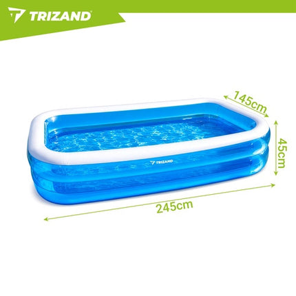 Large Rectangular Inflatable Pool, 262x175x50 cm
