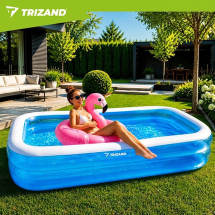 Large Rectangular Inflatable Pool, 262x175x50 cm