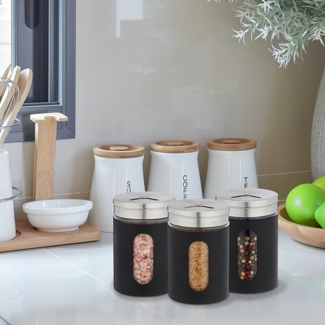 Large Spice Jars, Set of 6 with Rotating Lids