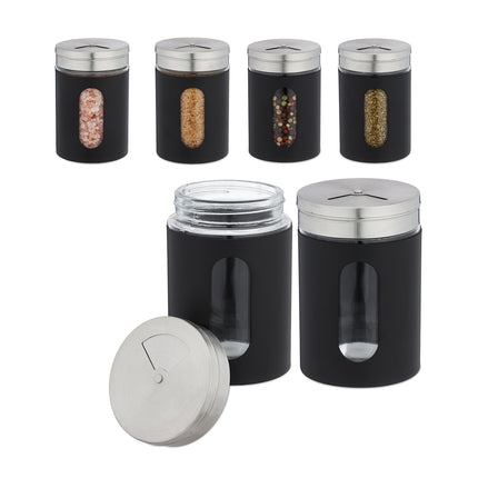 Large Spice Jars, Set of 6 with Rotating Lids