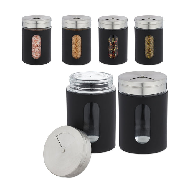 Large Spice Jars, Set of 6 with Rotating Lids