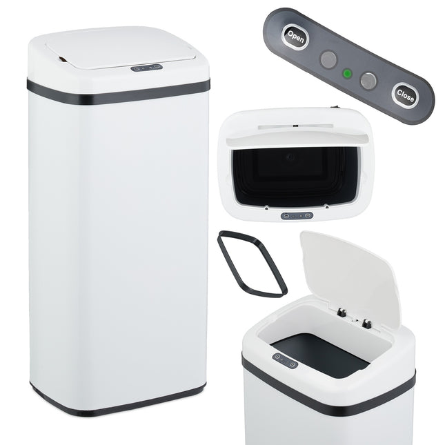 Grote stalen keukenafvalbak met automatische sensor