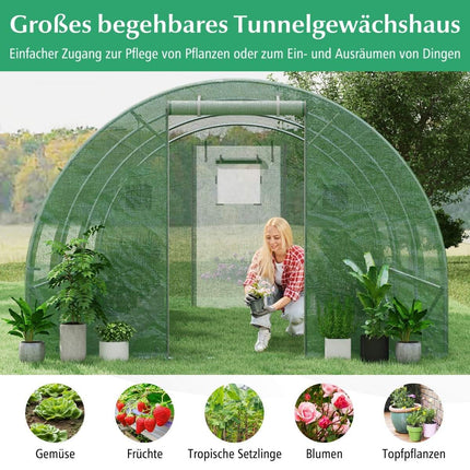 Large Walk-In Greenhouse 12m² with PE Cover & Iron Frame