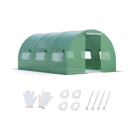 Large Walk-In Greenhouse 12m² with PE Cover & Iron Frame