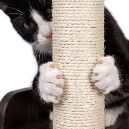 Large White Cat Tree with Litter Cabinet & Sisal Posts