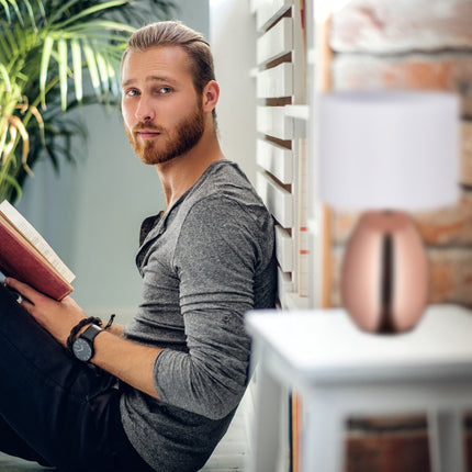 Large bedside lamp with touch function copper