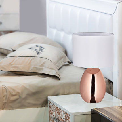 Large bedside lamp with touch function copper