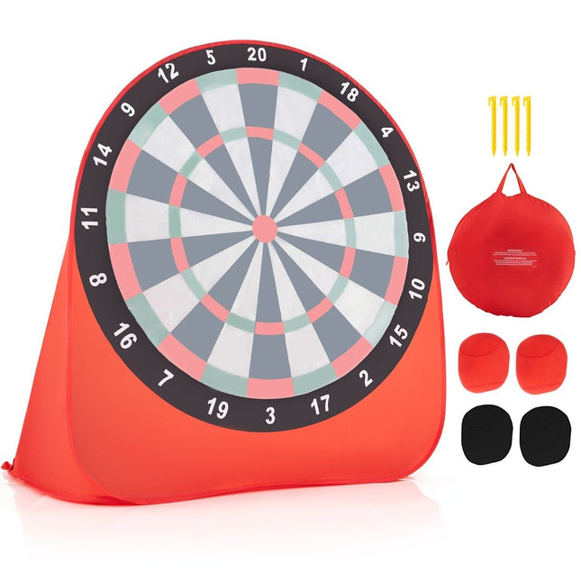 Large dartboard for children dart throwing game set with 4 kick balls football darts for garden red
