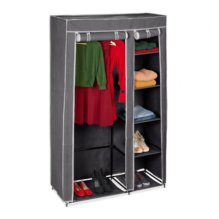 Large fabric wardrobe with clothes rail