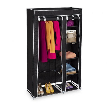 Large fabric wardrobe with clothes rail