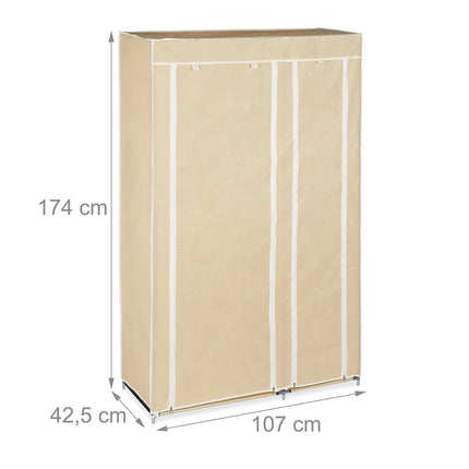 Large fabric wardrobe with clothes rail