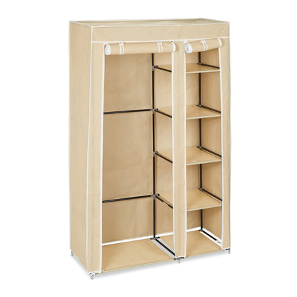 Large fabric wardrobe with clothes rail
