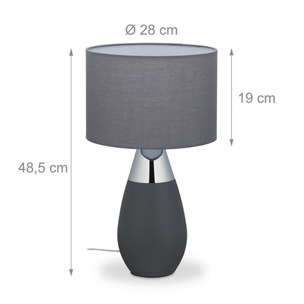 Large oval bedside lamp with touch function