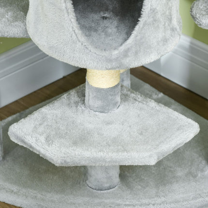 Large cat tree with hammocks and caves, 200cm, light grey