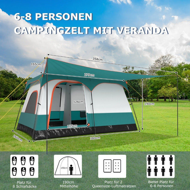 Large tent with awning &amp; floor &amp; 2 rooms &amp; 2 entrances &amp; carrying bag camping tent family tent M