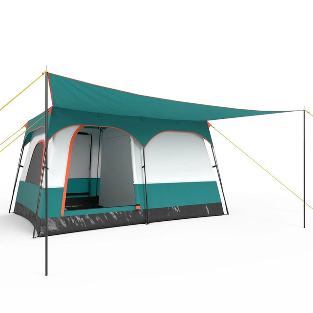 Family Tent with Awning, Floor, 2 Rooms, 2 Entrances & Carry Bag