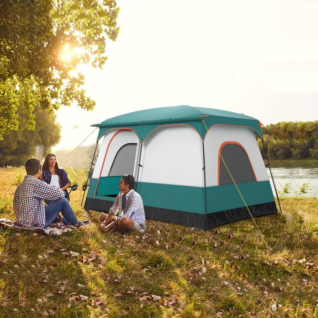 Family Tent with Awning, Floor, 2 Rooms, 2 Entrances & Carry Bag