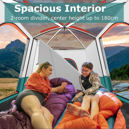 Family Tent with Awning, Floor, 2 Rooms, 2 Entrances & Carry Bag