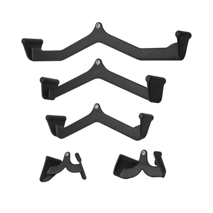Lat Pulldown Attachments Set, 5-Piece Solid Steel, Rubber Grip