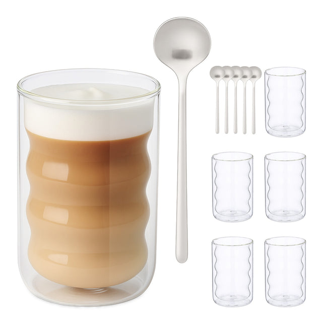 Latte Macchiato Glazen, Dubbelwandig met Lepels