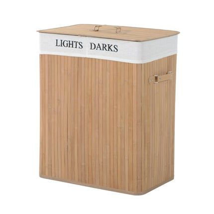 Laundry basket with lid, bamboo frame, 100L capacity