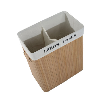 Laundry basket with lid, bamboo frame, 100L capacity