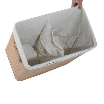 Laundry basket with lid, bamboo frame, 100L capacity
