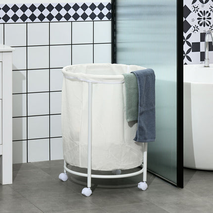 Laundry basket with wheels, 100L steel frame, removable bag