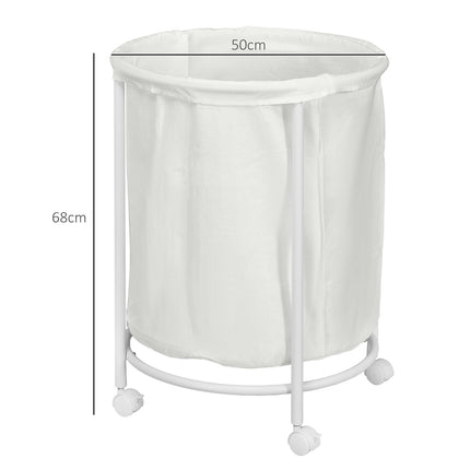 Laundry basket with wheels, 100L steel frame, removable bag