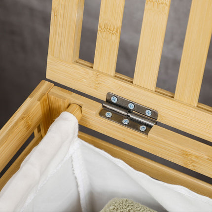 Bamboo laundry basket 55L with lid & removable bag