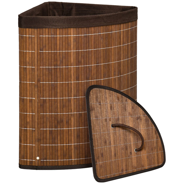 Bamboo laundry basket 55L with lid and removable bag