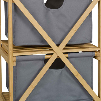 Laundry Basket Rack with 2 Drawers, Bamboo Shelf