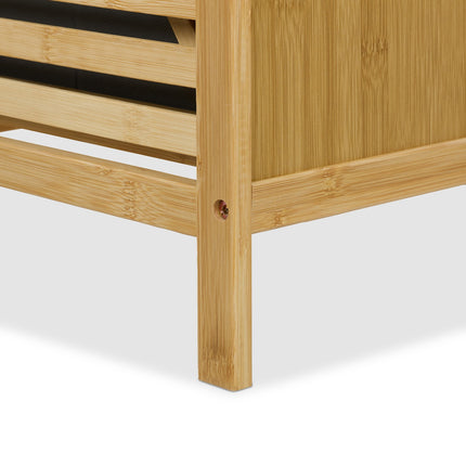 Laundry Basket Rack with 2 Drawers, Bamboo Shelf