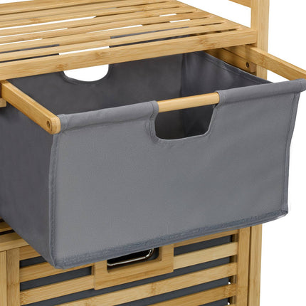 Laundry Basket Rack with 2 Fabric Drawers, Bamboo Shelf