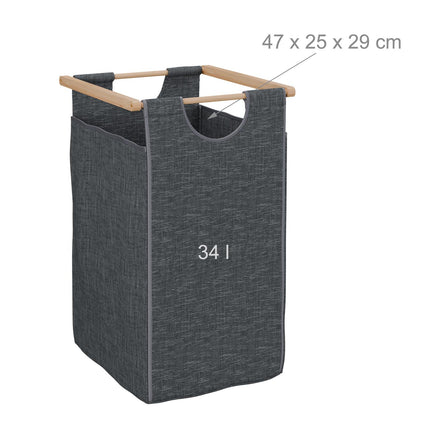 Laundry Basket Rack with 4 Shelves, Bamboo Fabric