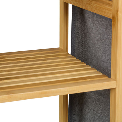 Laundry Basket Rack with 4 Shelves, Bamboo Fabric