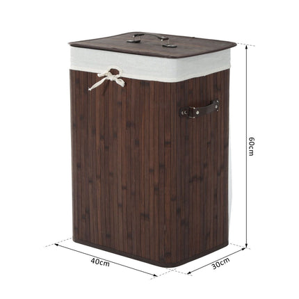 Bamboo laundry basket with lid, 72L, foldable & washable