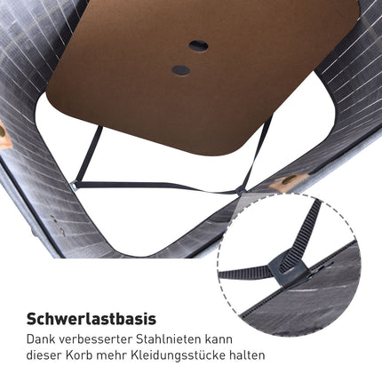 Foldable 72L bamboo laundry basket with lid - grey