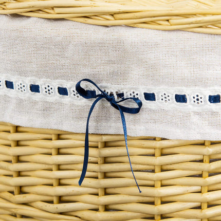 Wicker laundry basket with lid, 100L capacity, natural