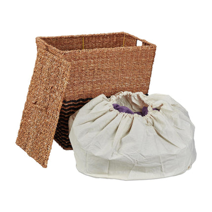 Laundry Basket with Lid, Seagrass, 87L Capacity