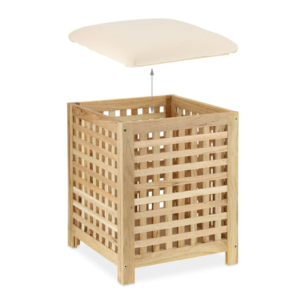 Laundry Basket with Seat Walnut