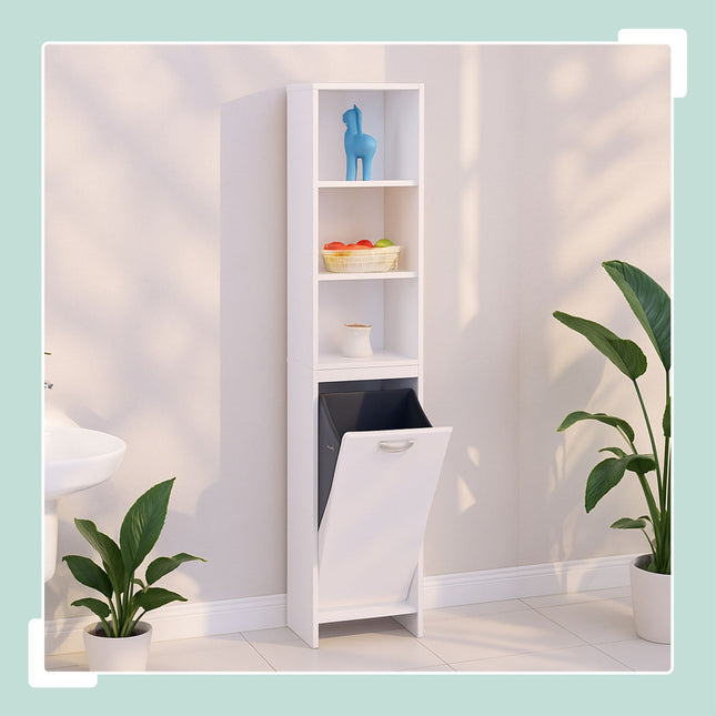 Laundry Cabinet with 44L Bag, Moisture-Resistant