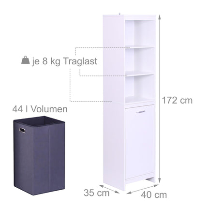 Laundry Cabinet with 44L Bag, Moisture-Resistant