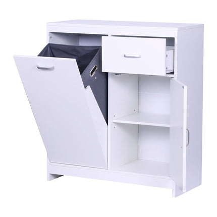 Laundry Cabinet with 48L Bag and Storage Compartments