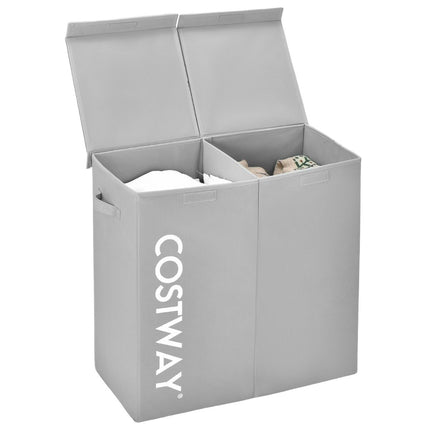 Laundry Hamper, 115L, 2 Compartments, Fabric, Gray