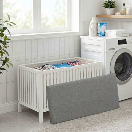 Laundry Hamper Stool – Walnut Finish, Padded Seat