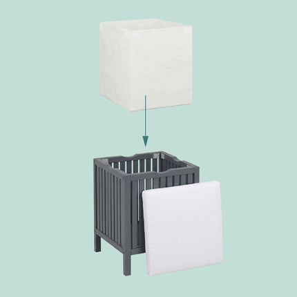 Laundry Hamper Stool – Walnut Wood, Padded Seat Lid