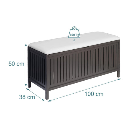 Laundry Hamper Stool With Padded Lid – Walnut Finish